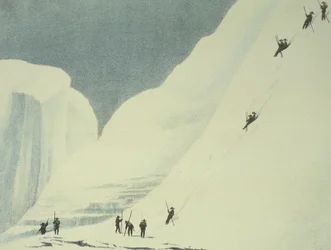 Abstieg durch den steilen Schnee, aus Ein Bericht über einen Aufstieg zum Gipfel des Mont Blanc von Charles Fellows (1799-1860), veröffentlicht 1827